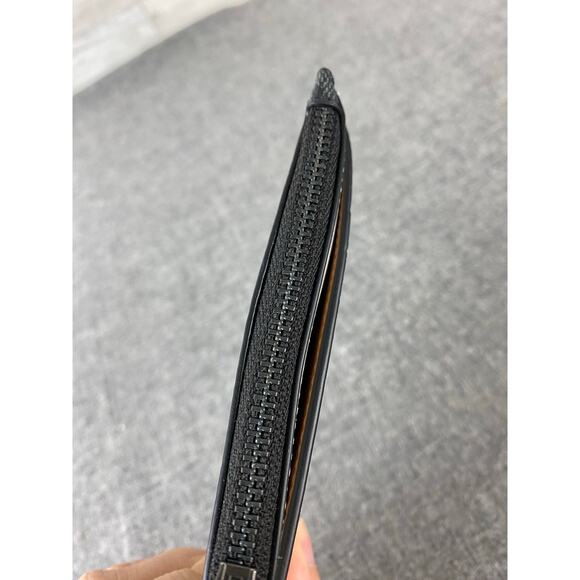 COACH CR407 Zip Card Case Colorblock Signature Wallet Charcoal/SaddleChk - Picture 9 of 10